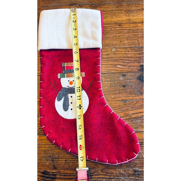 (2) NWOT Red Snowman Christmas Stocking Embellished Snowman & Scarf Felt - Picture 5 of 5